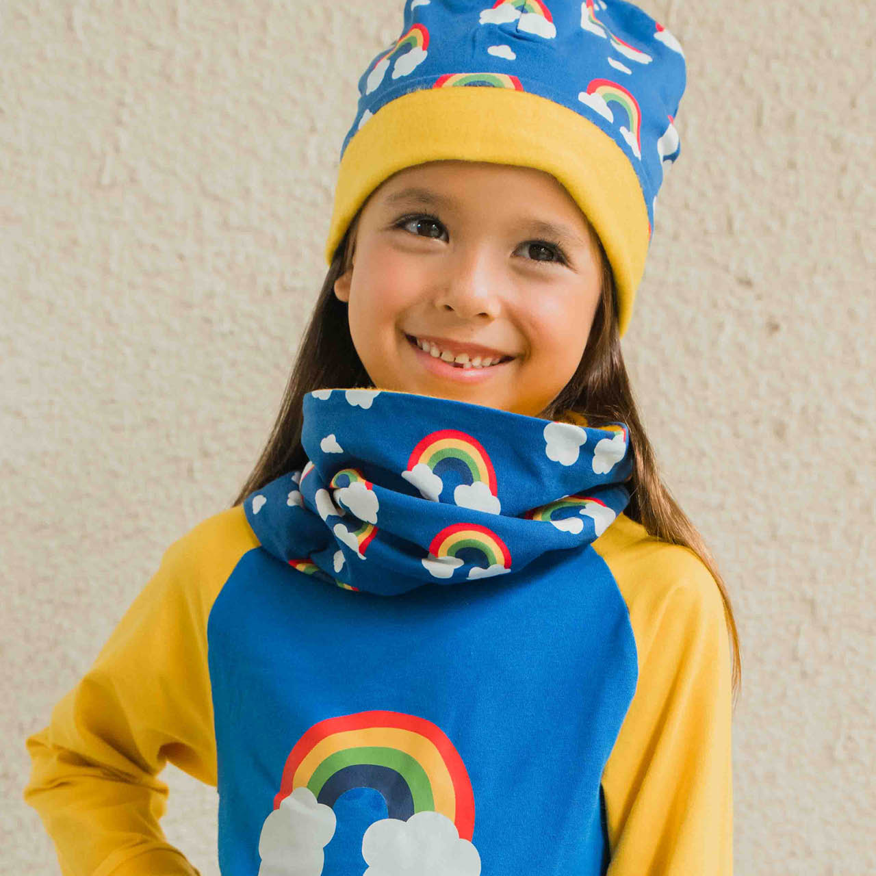 Sweat Beanie Regenbogen blau