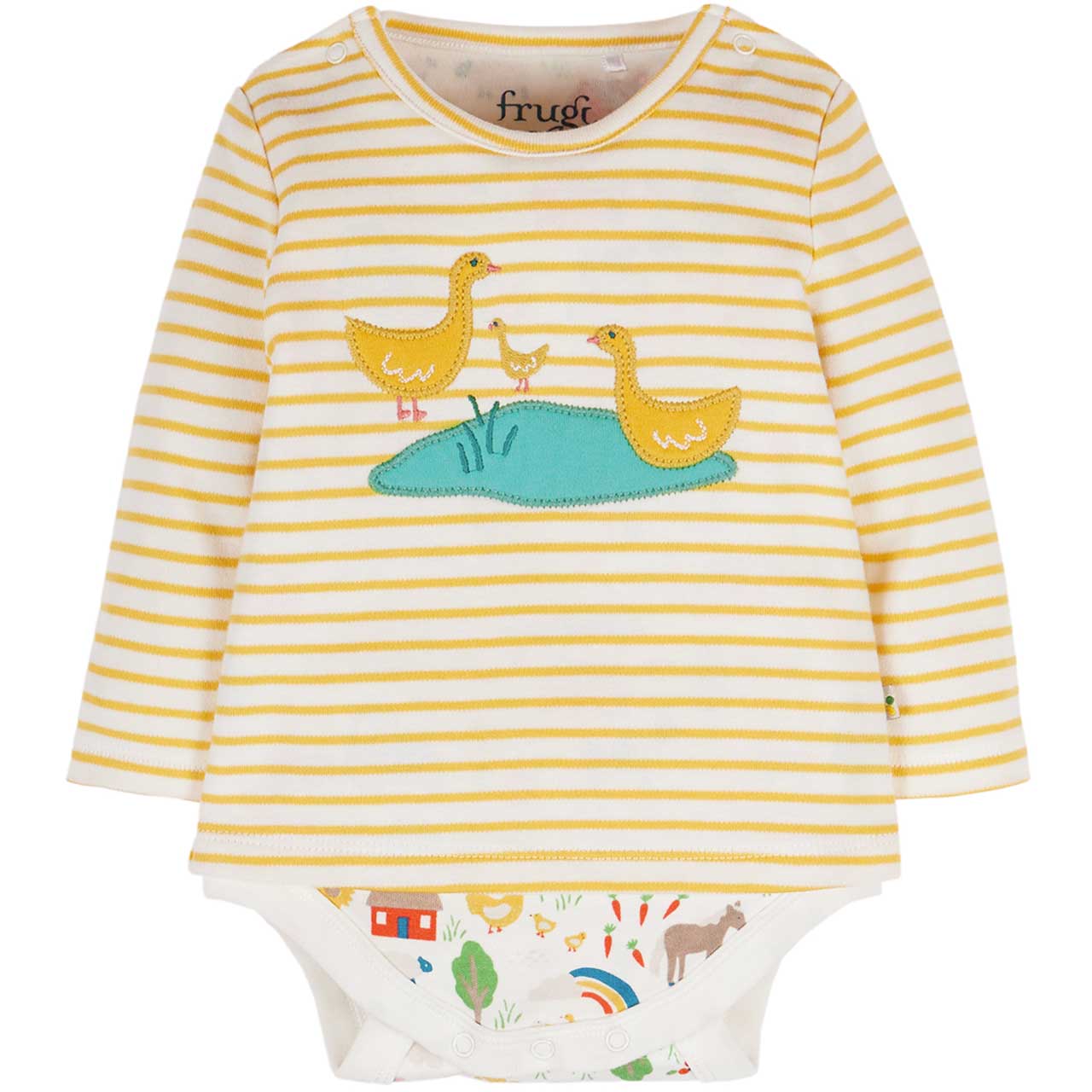 Frugi 2 in1 Body mit Langarmshirt in gelb Streifen