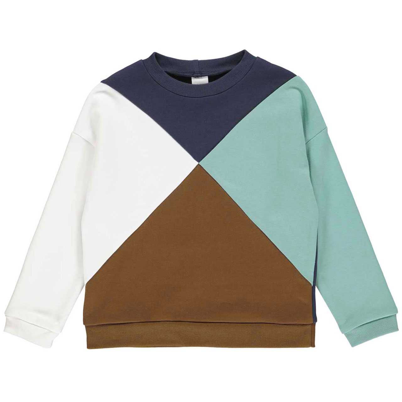 Warmes Sweatshirt geometrisch navy-türkis-braun