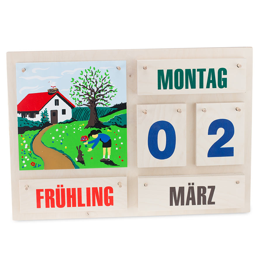 Kalender aus Holz Jahreszeiten und Datum