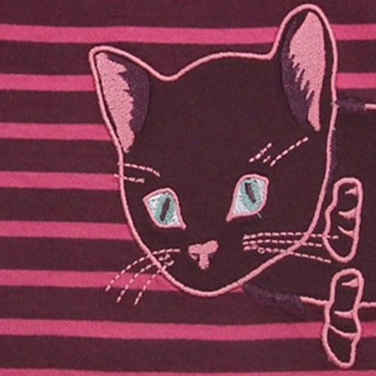 Shirt kurzarm Katzen-Aufnäher beere