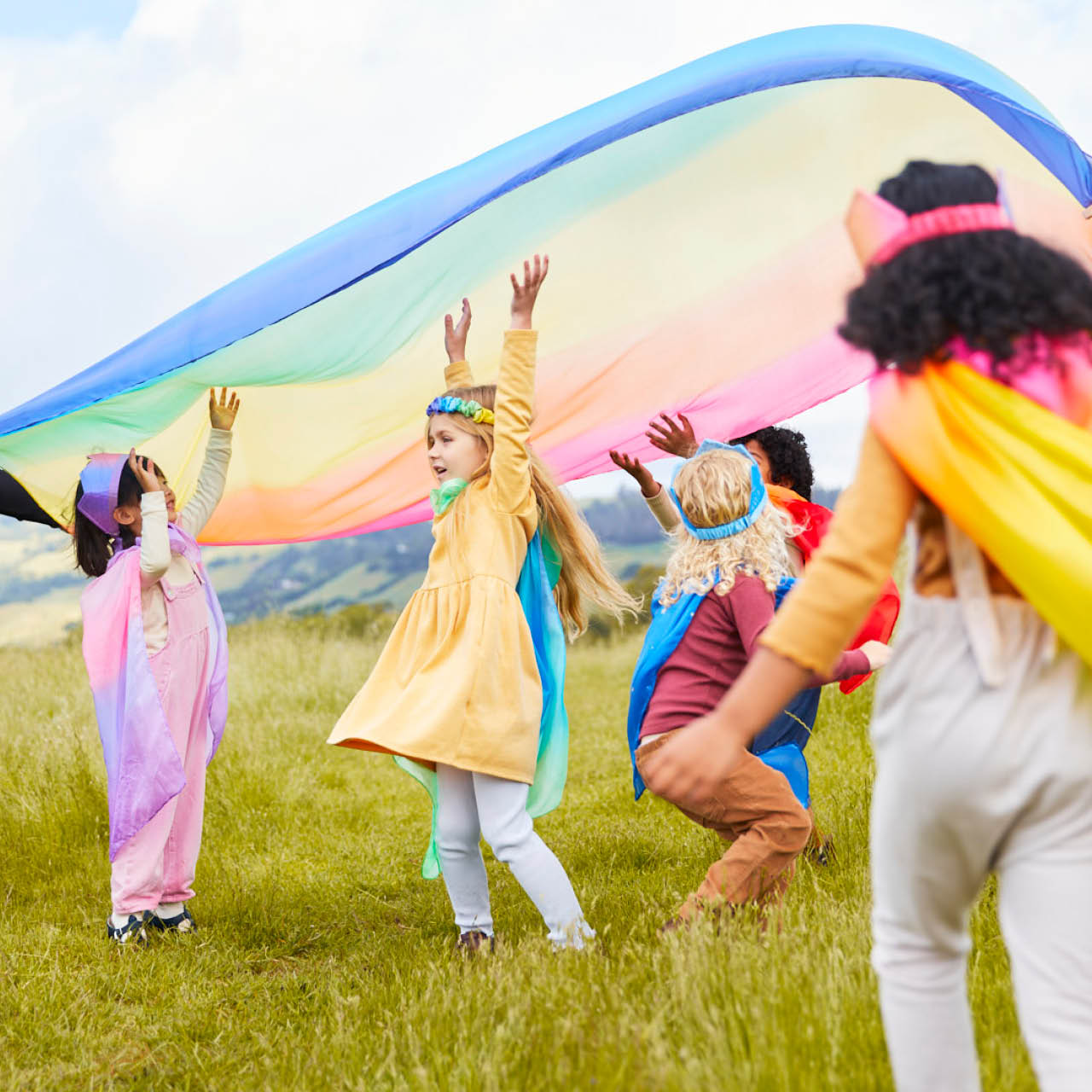 Riesiges Regenbogen Spieltuch Seide 137 x 274