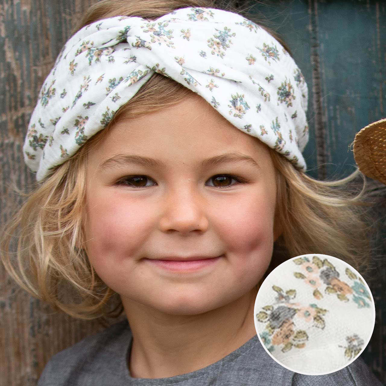 Musseline Blumen Haarband Kopftuch weiß Musseline Blumen Haarband Kopftuch weiß