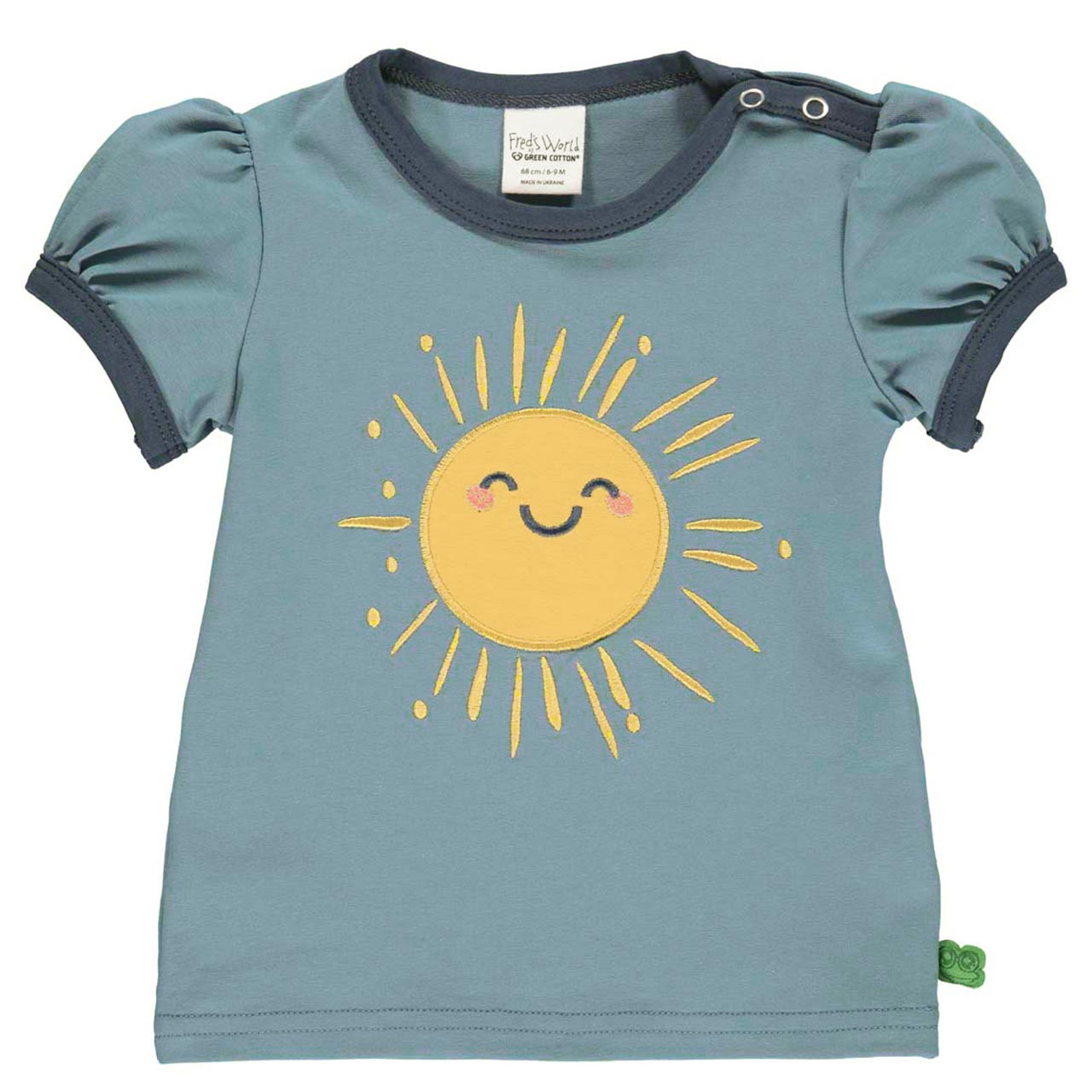 Süßes T-Shirt kurzarm Sonne rauchblau