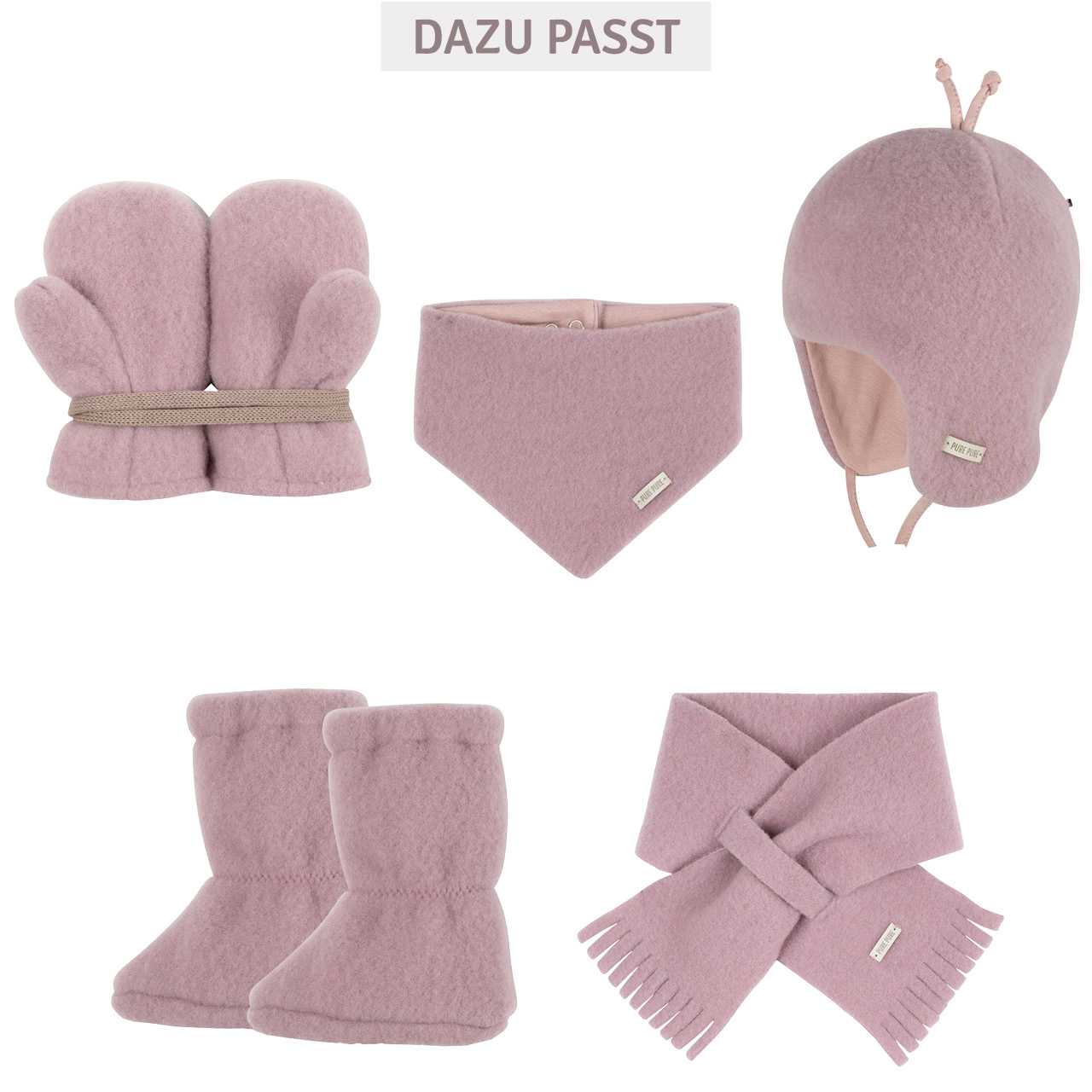 Woll Fleece Baby Fäustel mauve