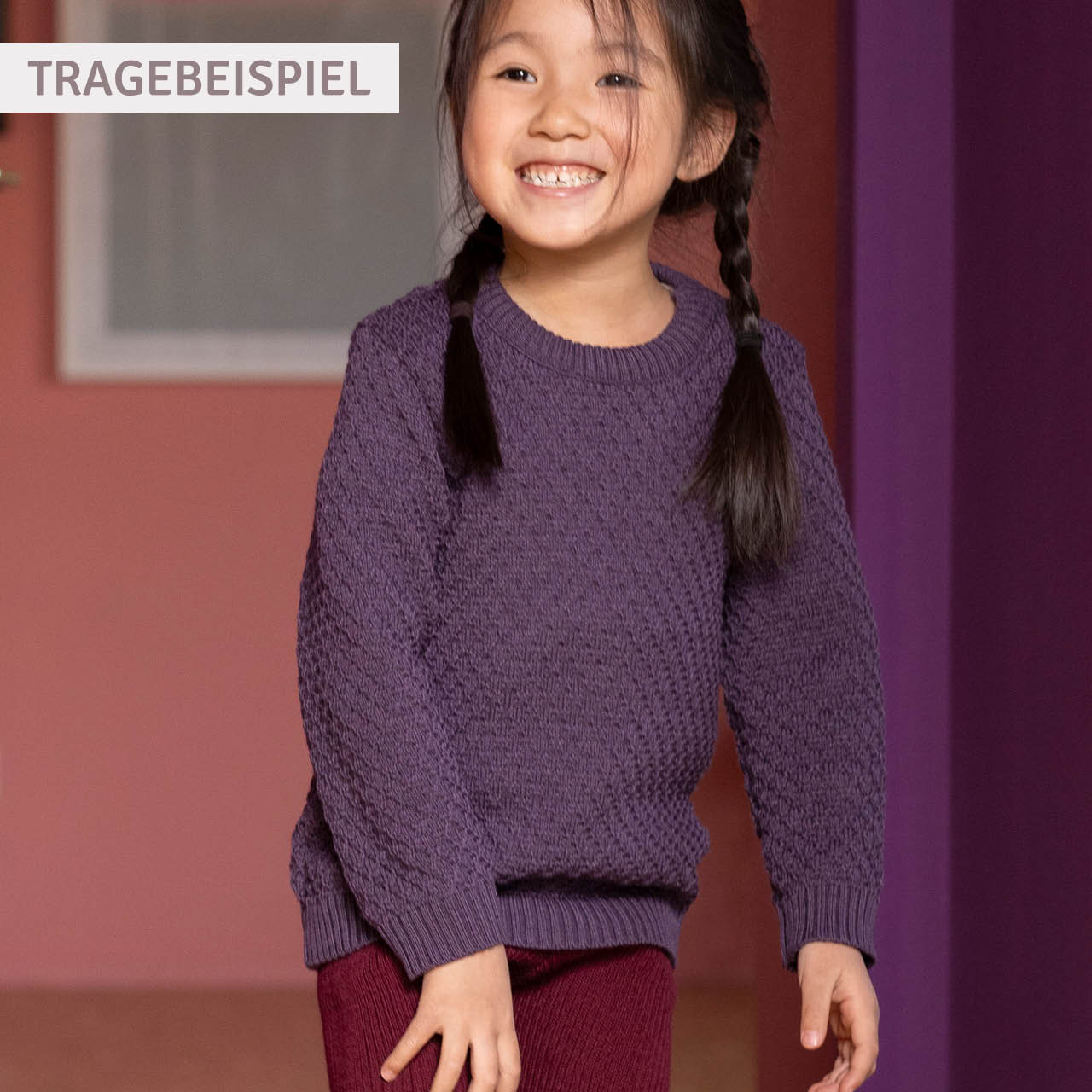 Pullover Zick-Zack Strickmuster cassis