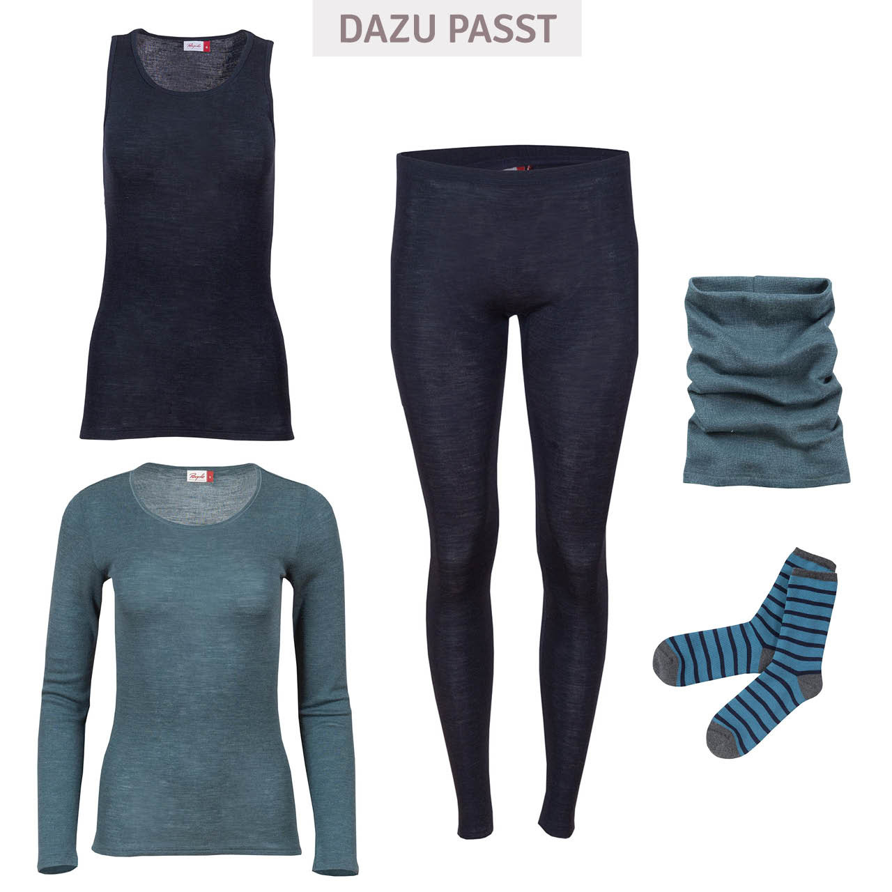 Damen Wolle Seide Schlauchschal rauchblau