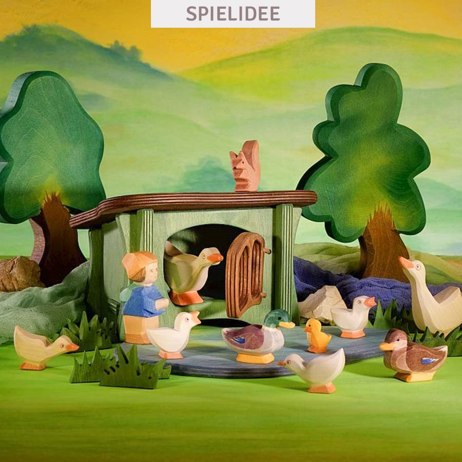 Gans Kopf hoch Holzfigur 8 cm hoch