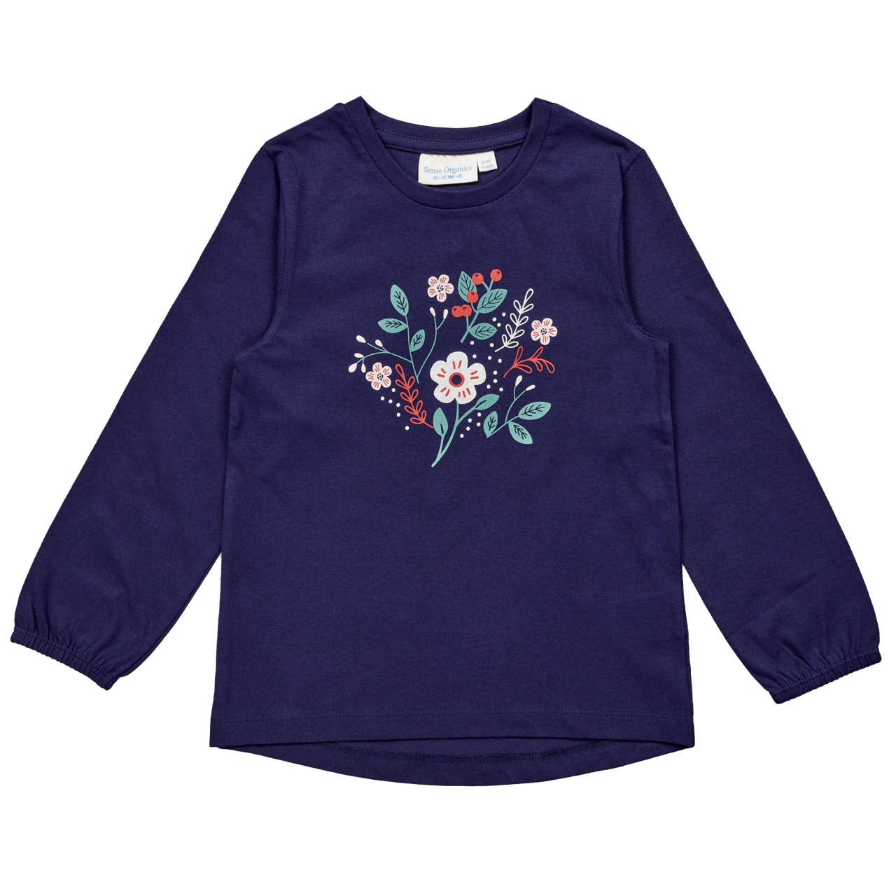 Shirt Blumen langarm navy