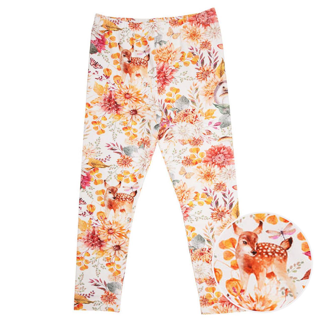 Weiche Leggings Herbstblumen weiß