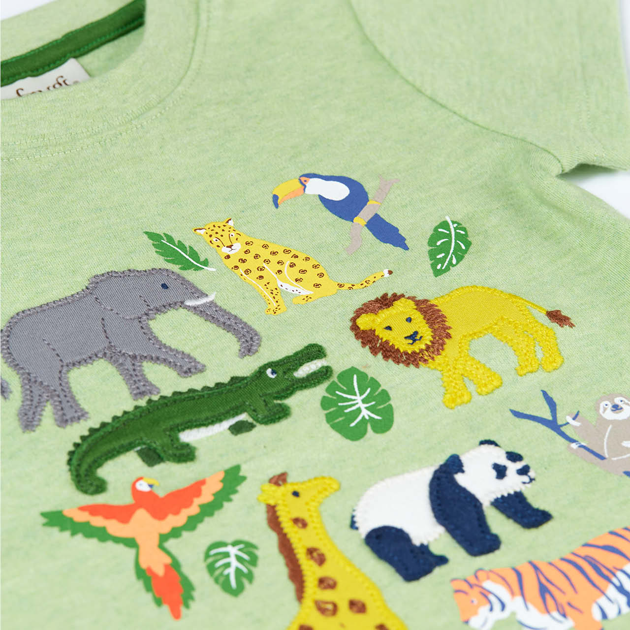 T-Shirt Safari-Tiere Aufnäher grün