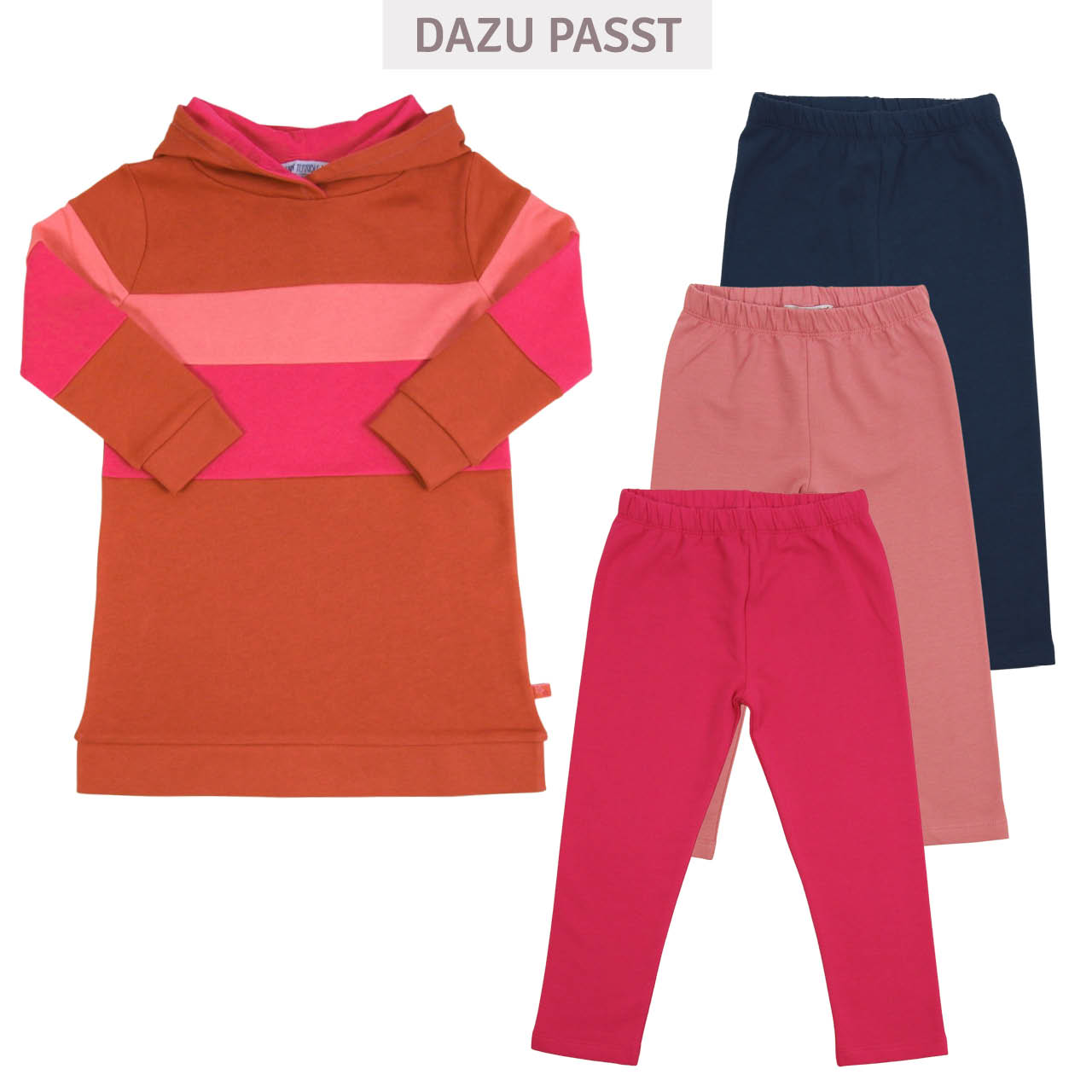 Sweatkleid Kapuze Colour-Blocking pink