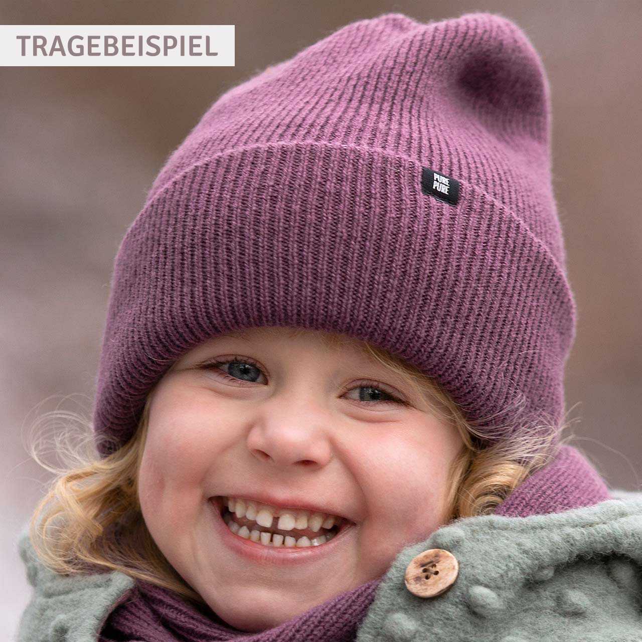 Onesize Kinder Erwachsenen Beanie Merino-Kaschmir grau
