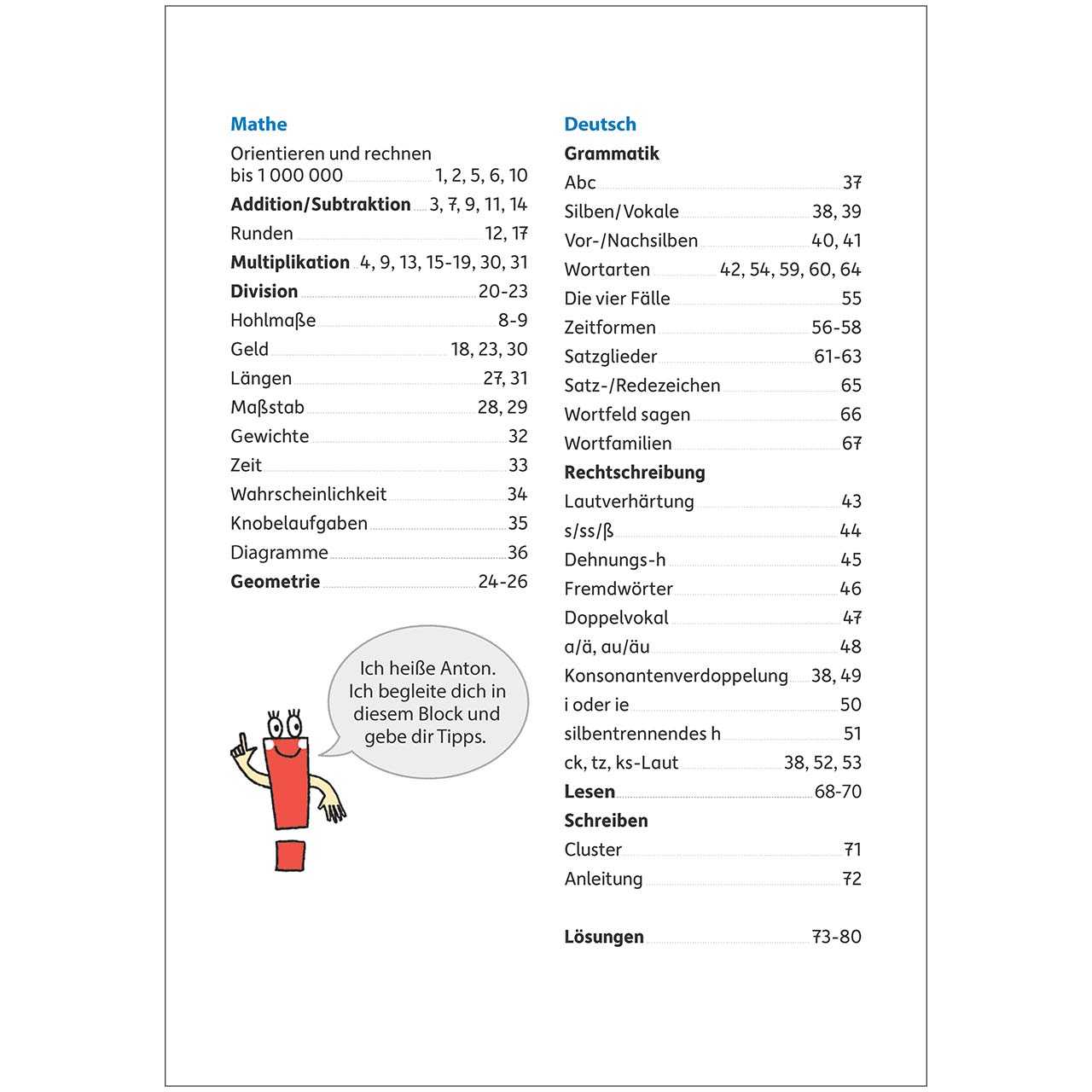 Quer durch die 4. Klasse Mathe & Deutsch Übungsblock