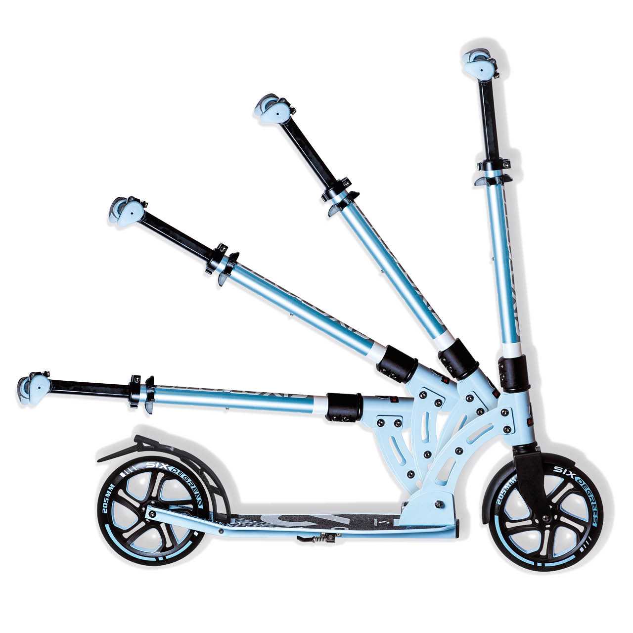 Alu Scooter ab 6 Jahre 35-100kg 205mm-Rädern Pastellblau