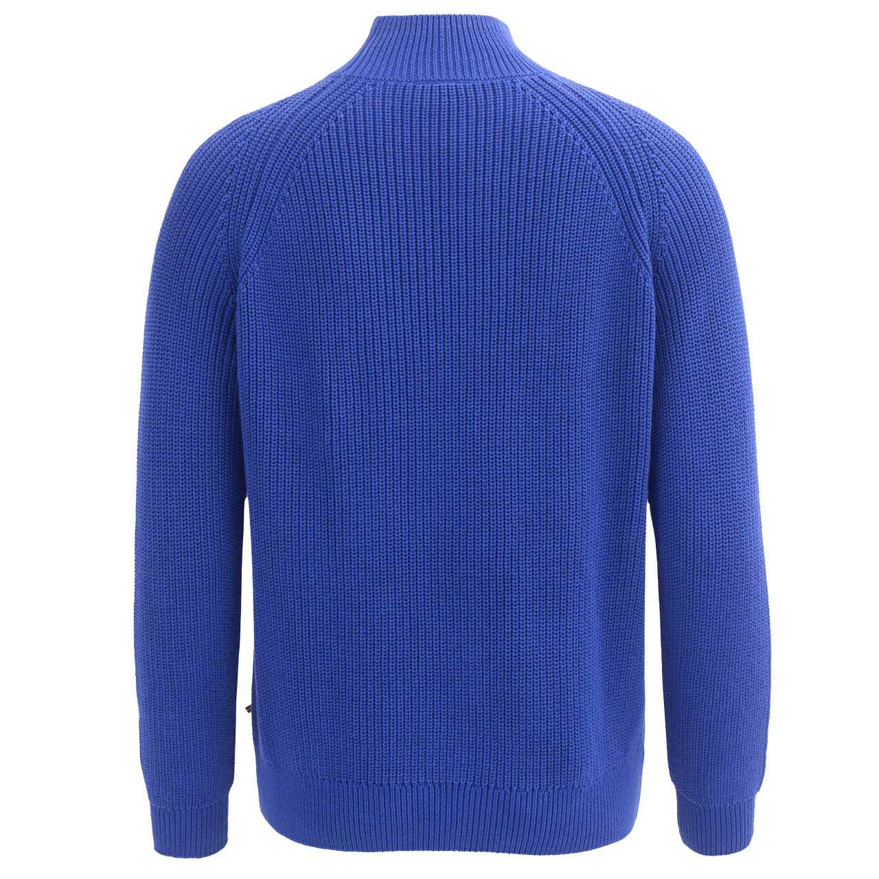 Damen Strick Pullover Stehkragen royalblau