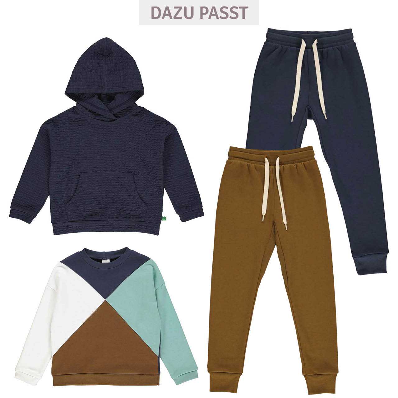 Warmes Sweatshirt geometrisch navy-türkis-braun