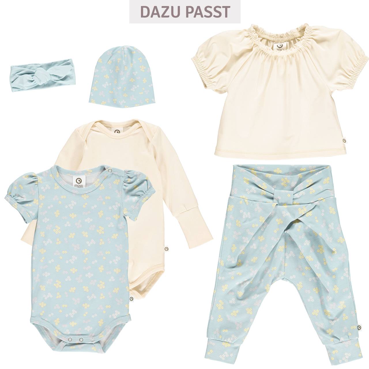 Leichte Baby Beanie Gänseblümchen babyblau