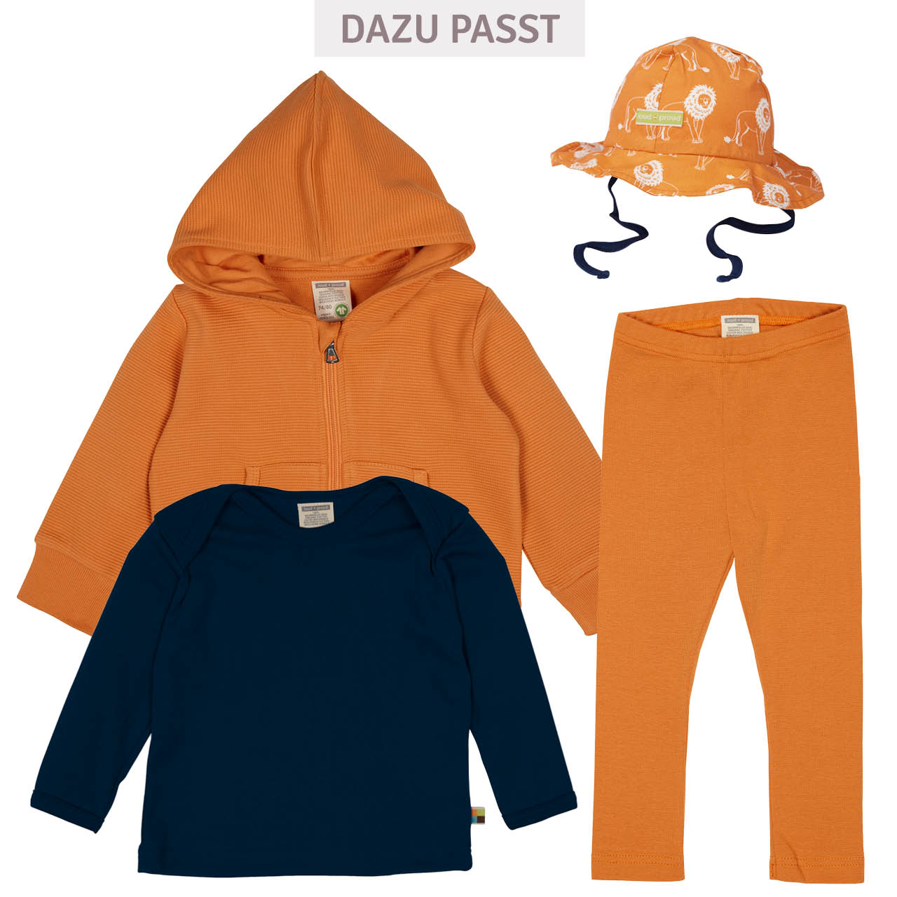 Kapuzen Sweatjacke strukturiert orange