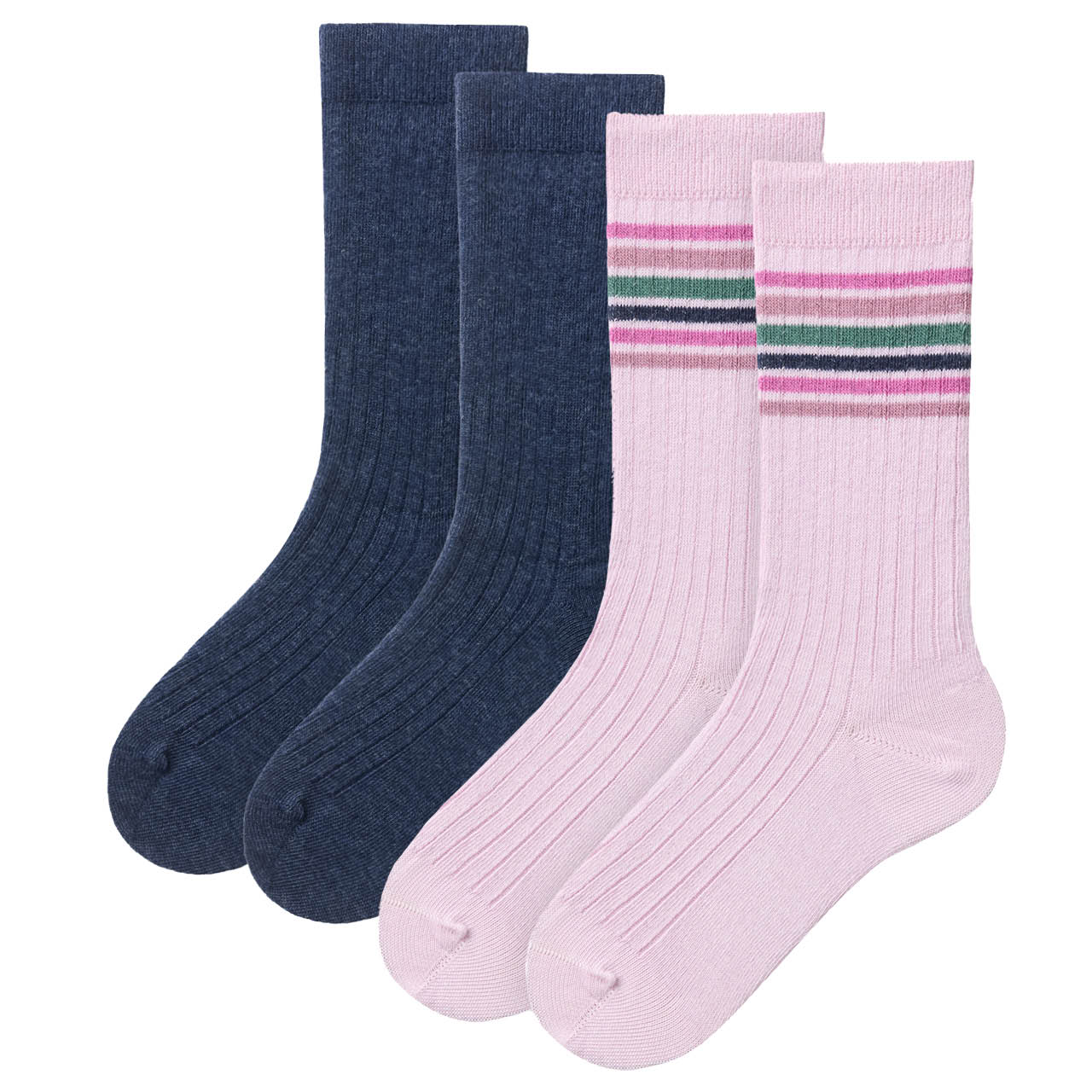 Doppelpack Socken Rippe blau-rosa