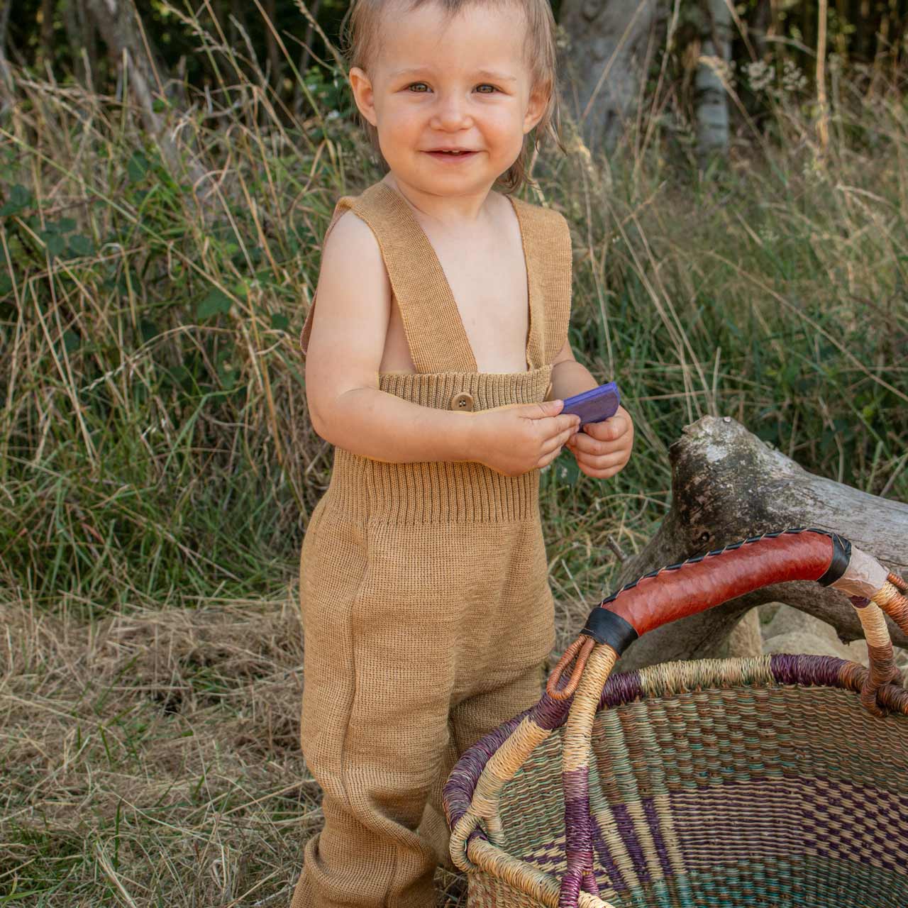 Warme hochwertige Trägerhose karamell-braun