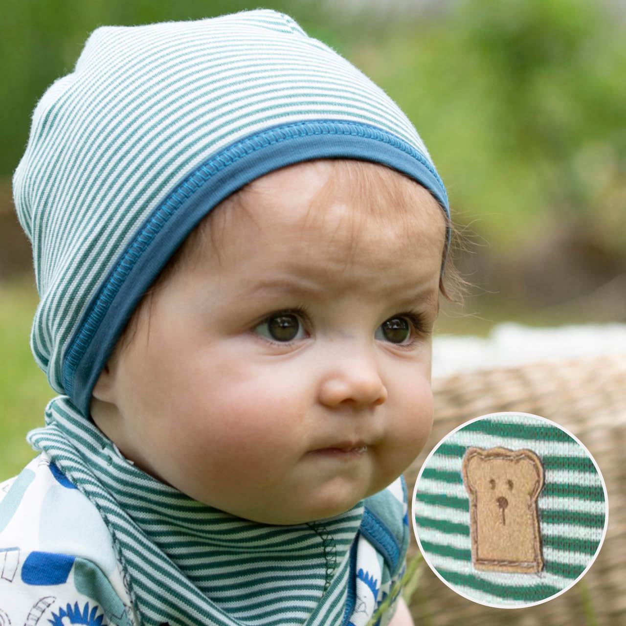 Leichte Beanie Ringel dunkelblau-blau