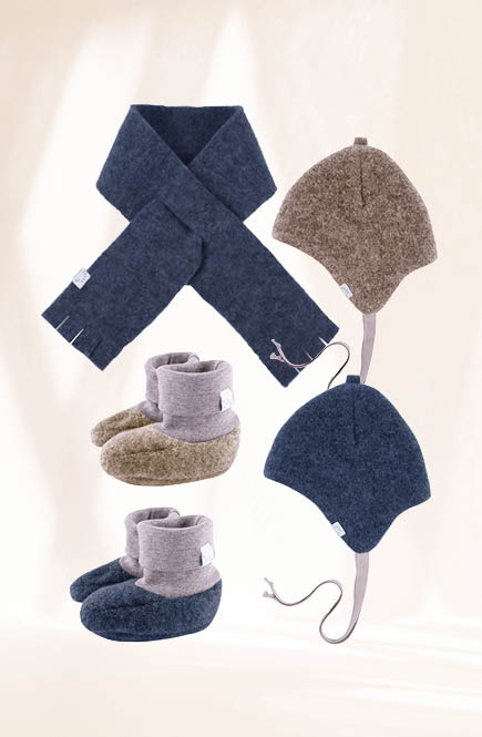 Warmer Wollfleece Steckschal dunkelblau 80cm