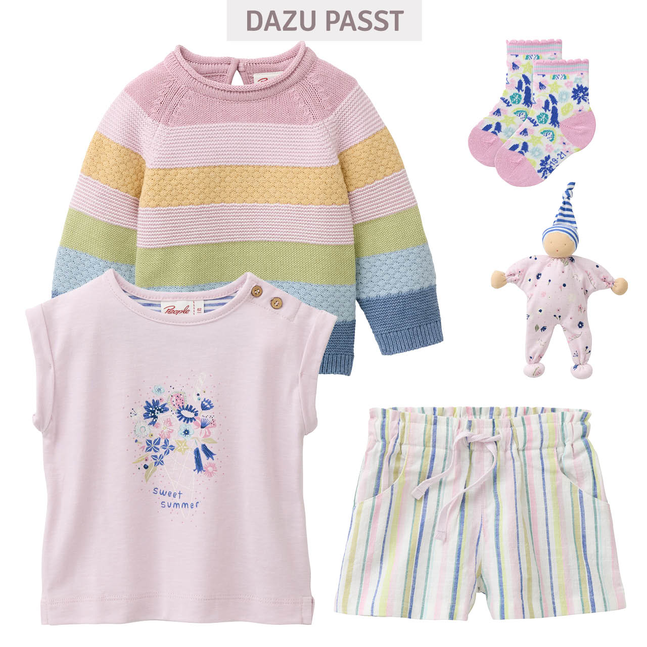 Weiches T-Shirt Blumenprint hellrosa