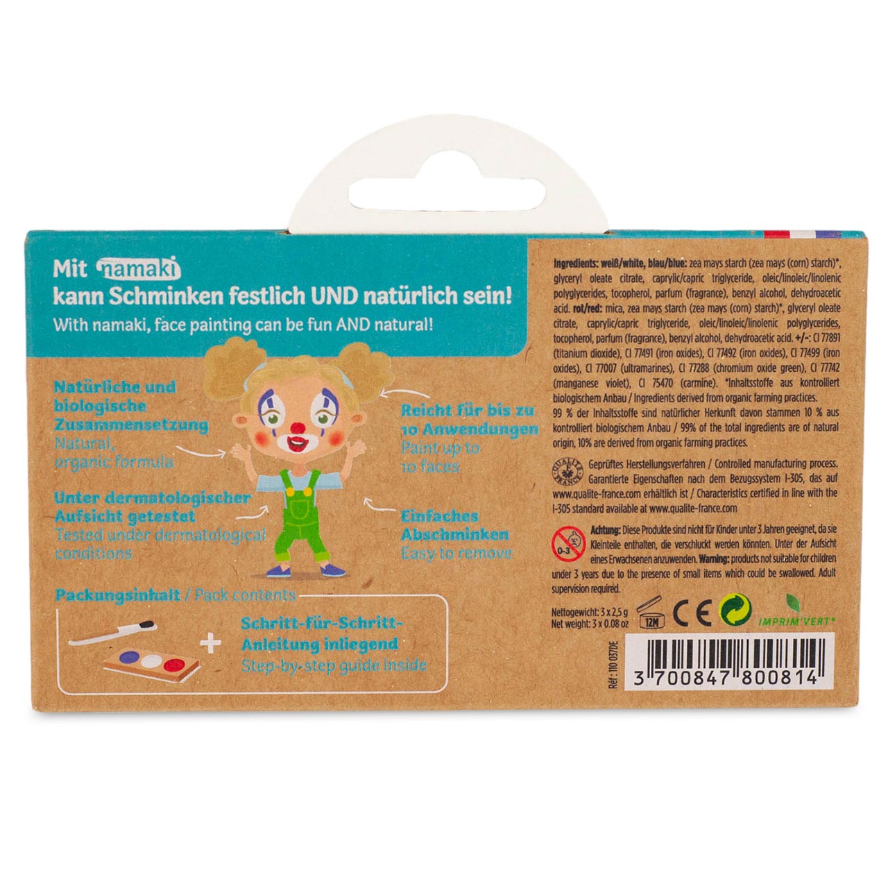 Bio Kinderschminke Clown & Harlekin 3 Farben