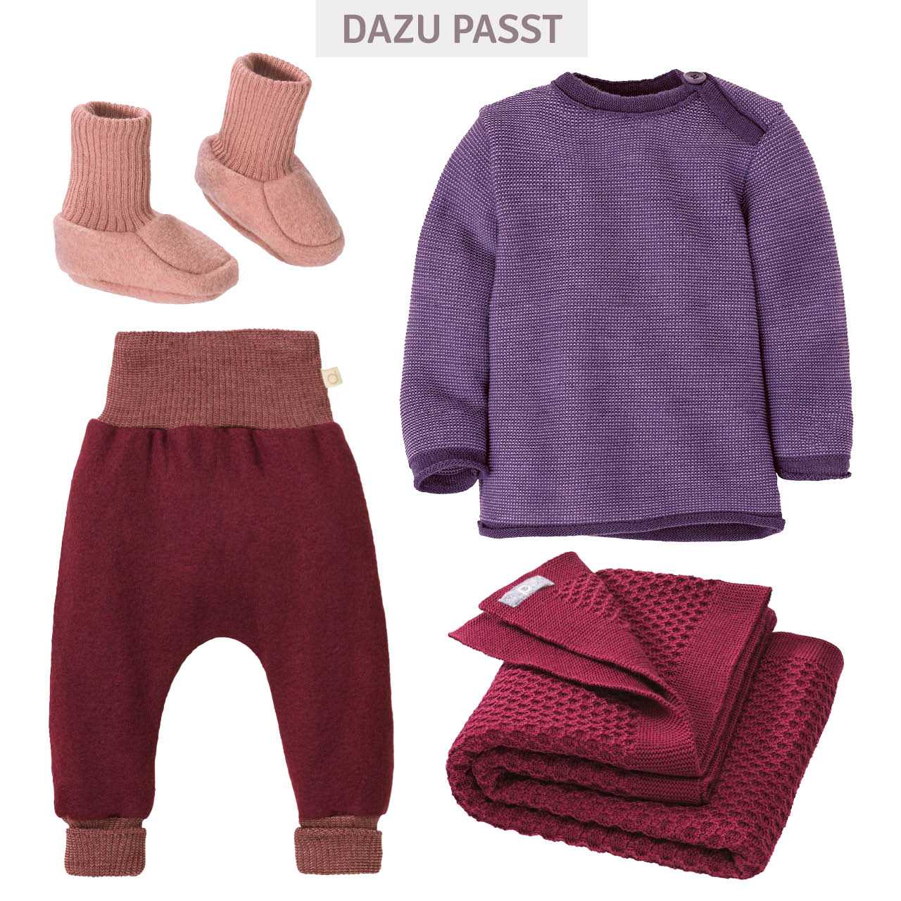 Pullover Baby Schurwolle aubergine-flieder meliert