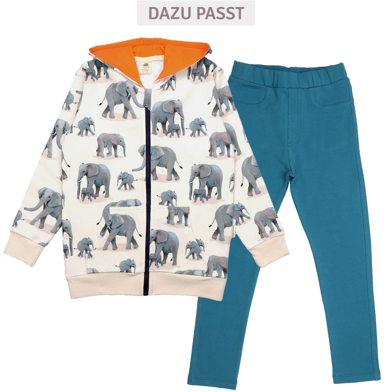 Leichte Sweatjacke Elefanten-Alloverdruck creme