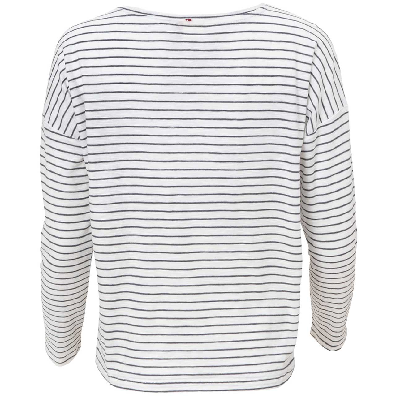 Leichtes Damen Langarmshirt Ringel weiß