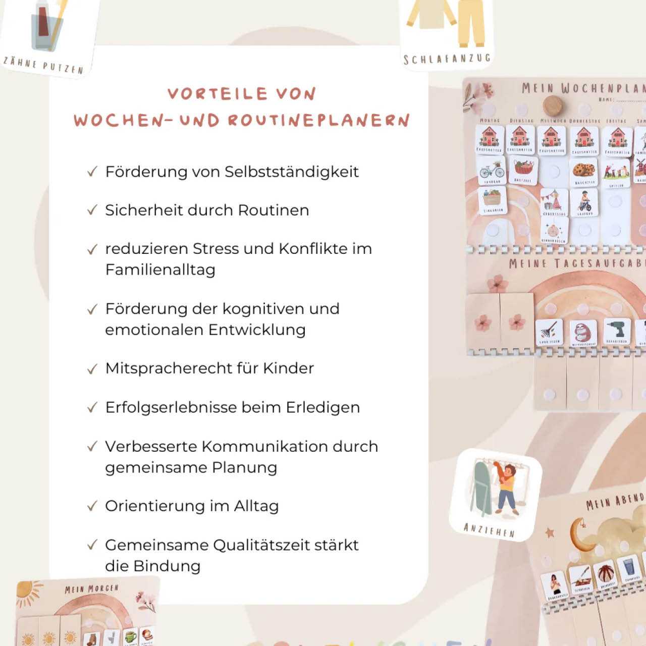 Wochenplaner mit Regenbogen Motiv und 3 Routineplänen