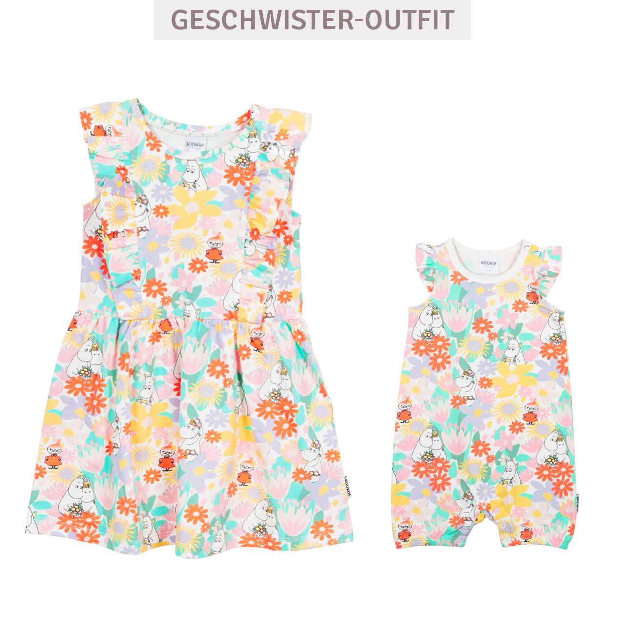 Geblümtes Sommerkleid Mumins weiß