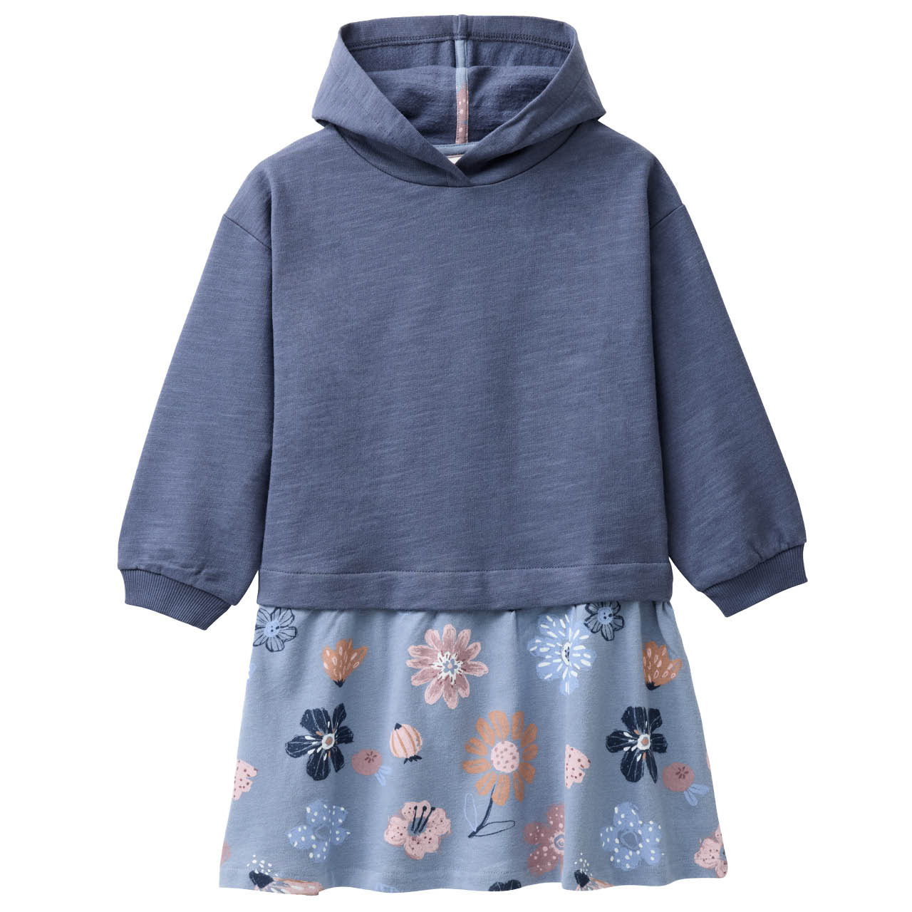 Kapuzen Sweatkleid indigoblau