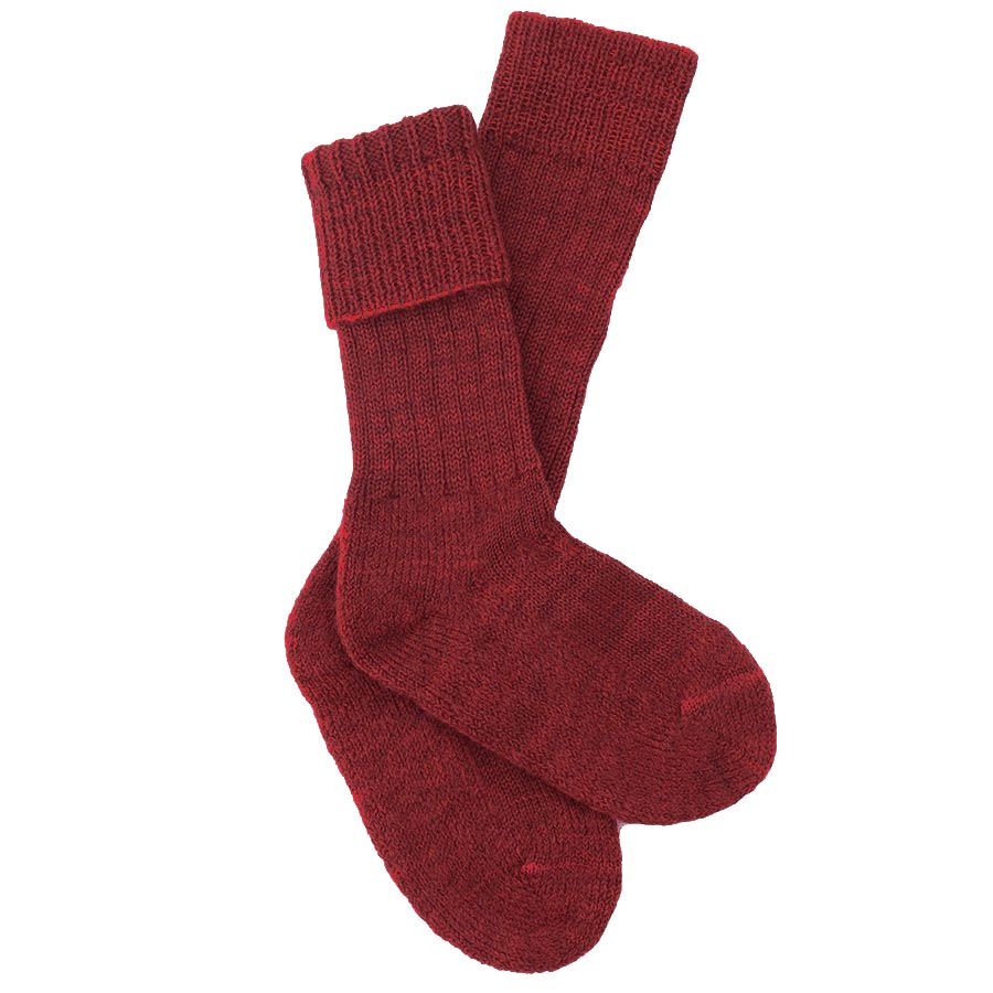 Lange Halbplüsch Wollsocken zB Gummistiefel - rot