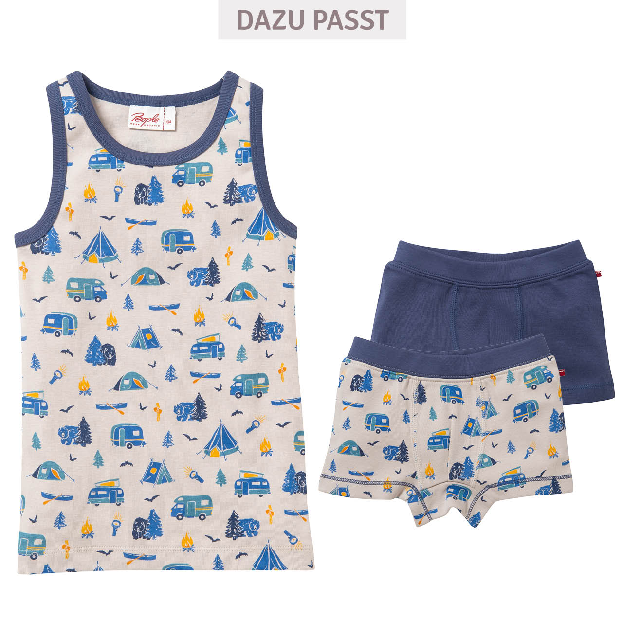 Boxershorts Doppelpack Camping + blau