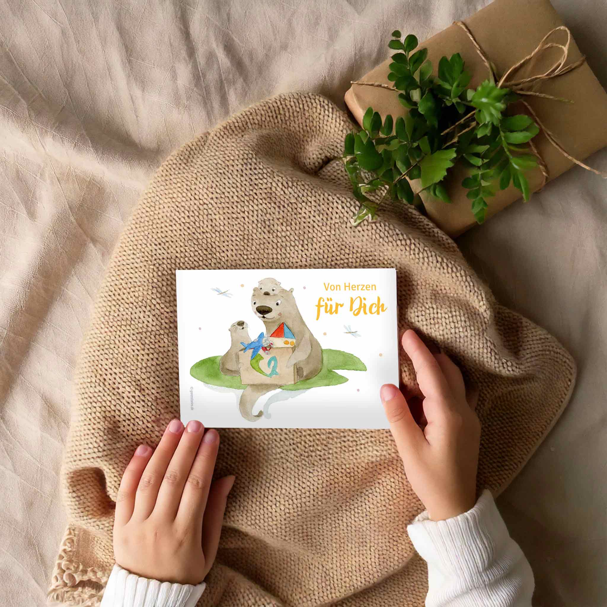 Nachhaltige Geschenkkarte Otter