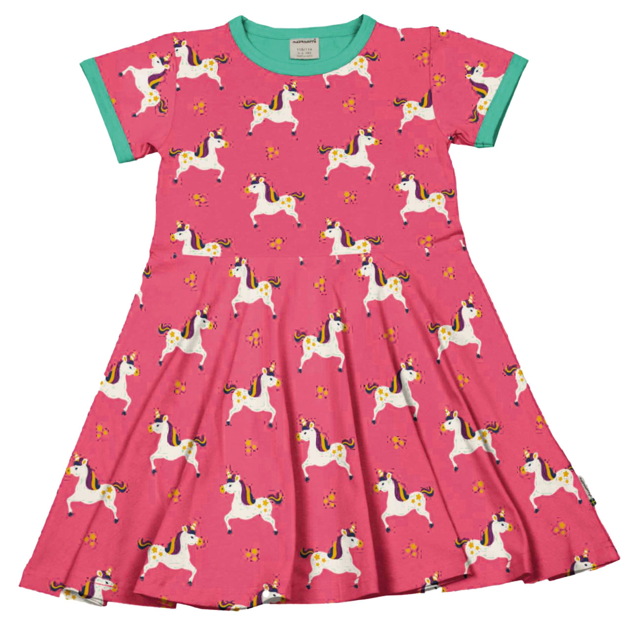 Flatterkleid kurzarm Einhorn rosa