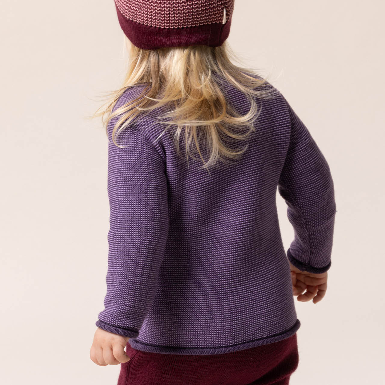 Pullover Baby Schurwolle aubergine-flieder meliert