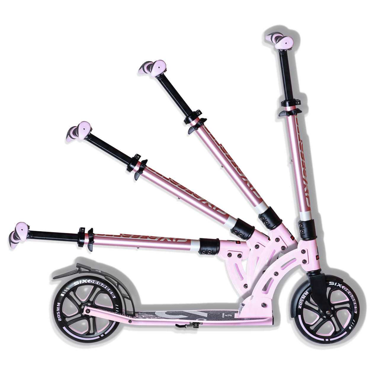 Alu Scooter ab 6 Jahre 35-100kg mit 205mm-Rädern in Pastellrosa