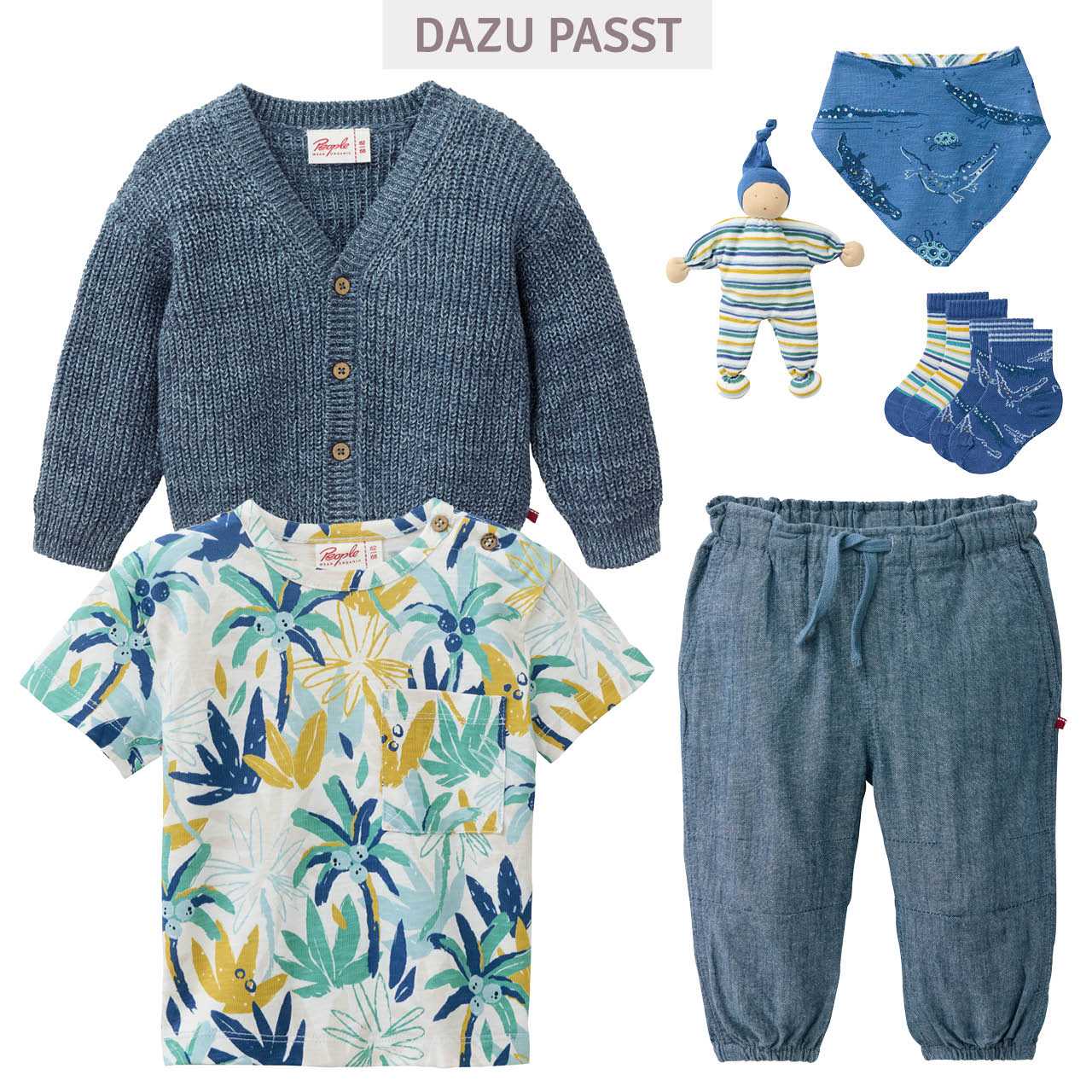 Leichte lockere Hose jeansblau melange