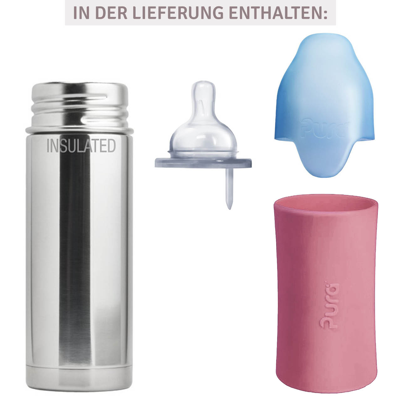 Thermo Babyflasche Lochgrösse mittel altrosa