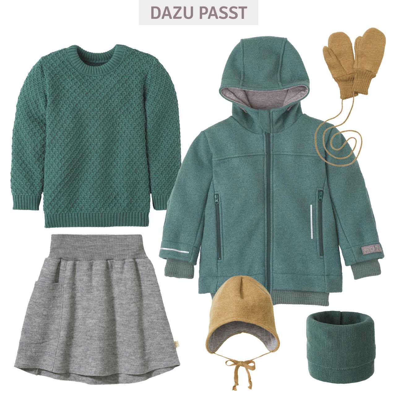 Warmer Woll Rock mit Strickbund grau