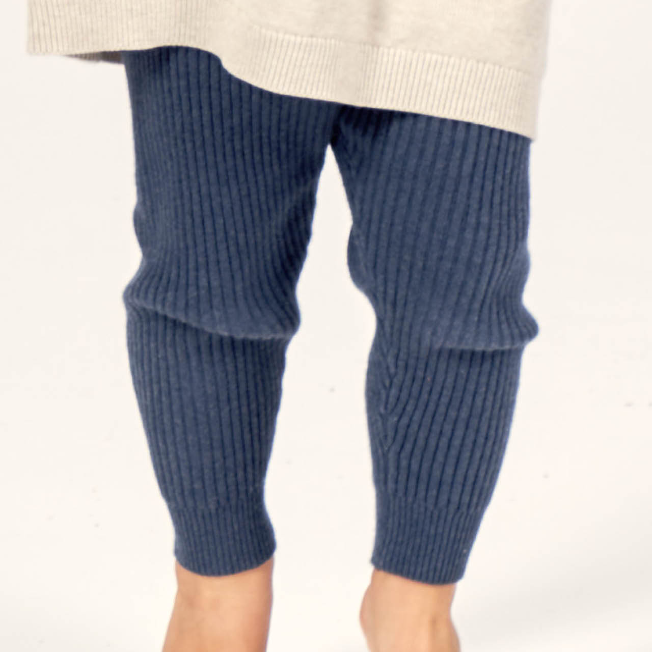 Warme Strickleggings Kinder dunkelblau