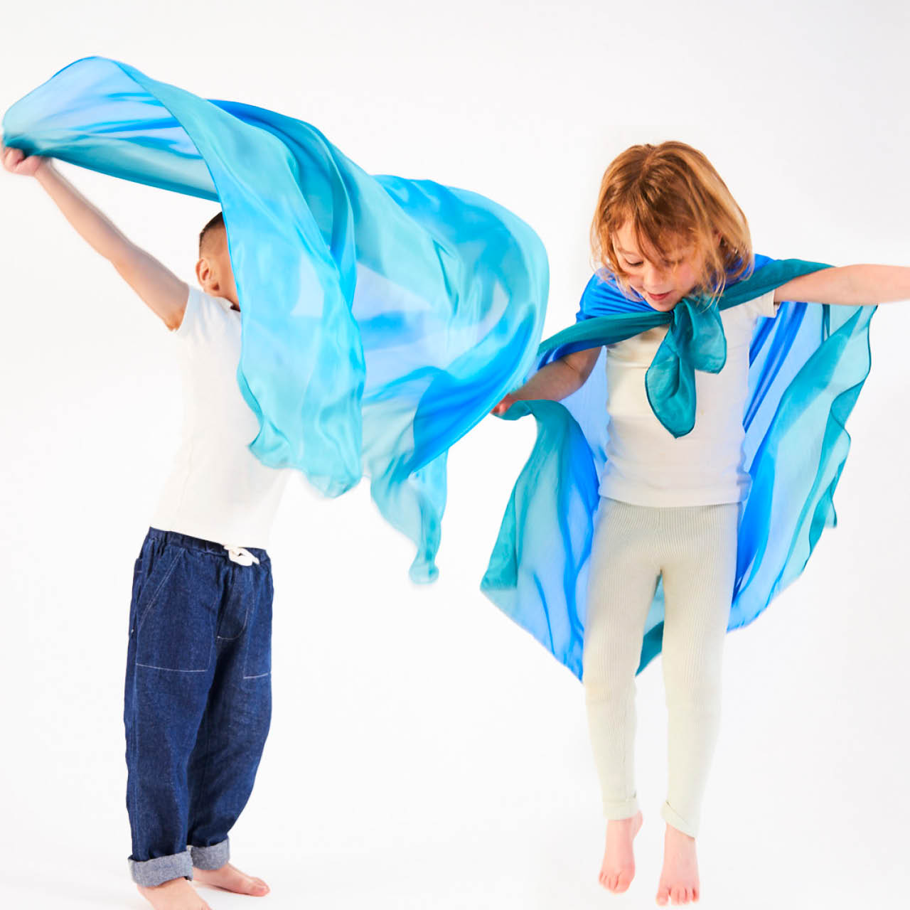 Spieltuch Seide Ozean-blau mittel 89 x 89 cm