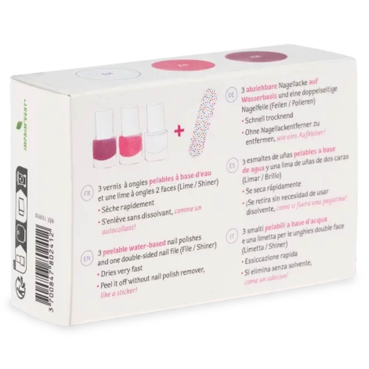 Kinder Nagellack 3er Set Himbeere, Pink, Perlweiß