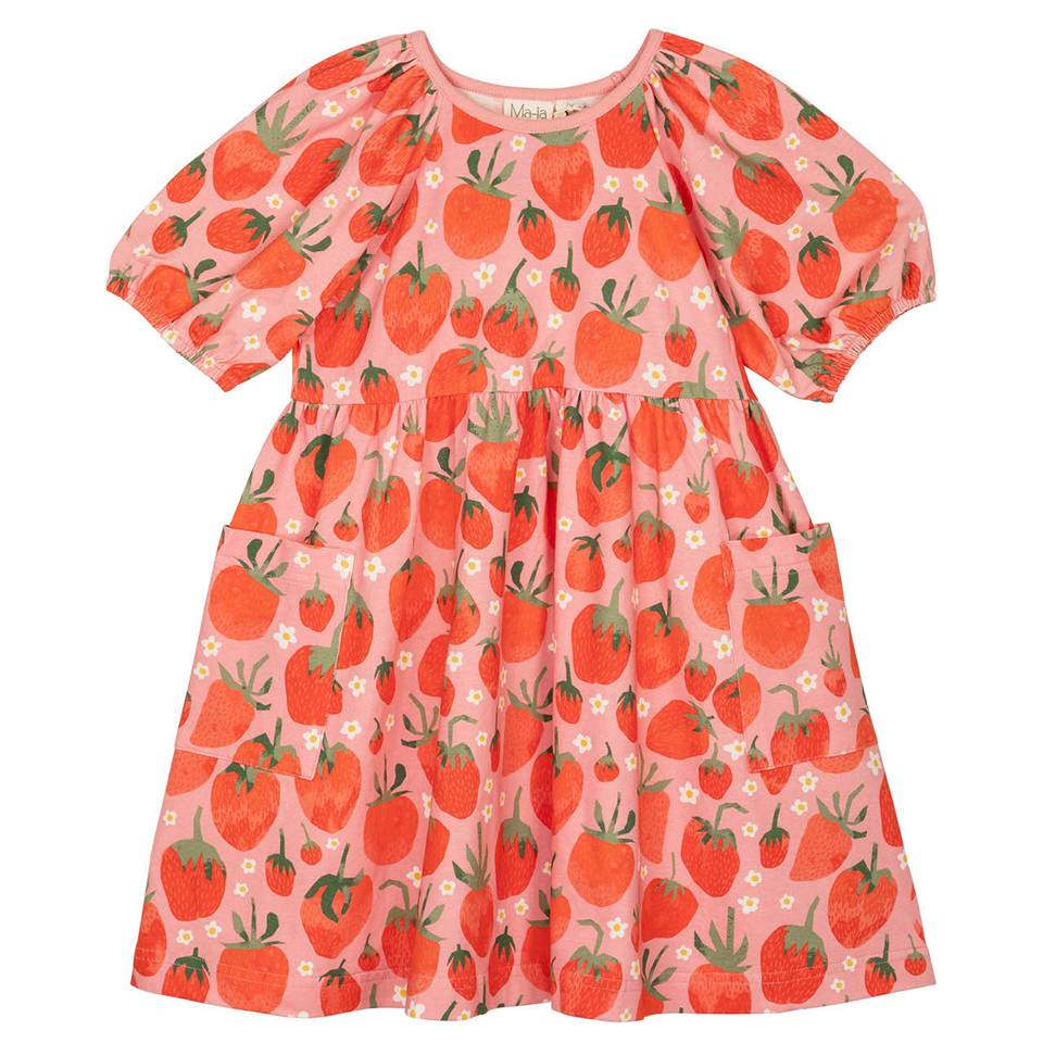 Sommer Kleid Erdbeeren rosa