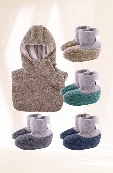 Warme Wollfleece Schlupfhaube beige