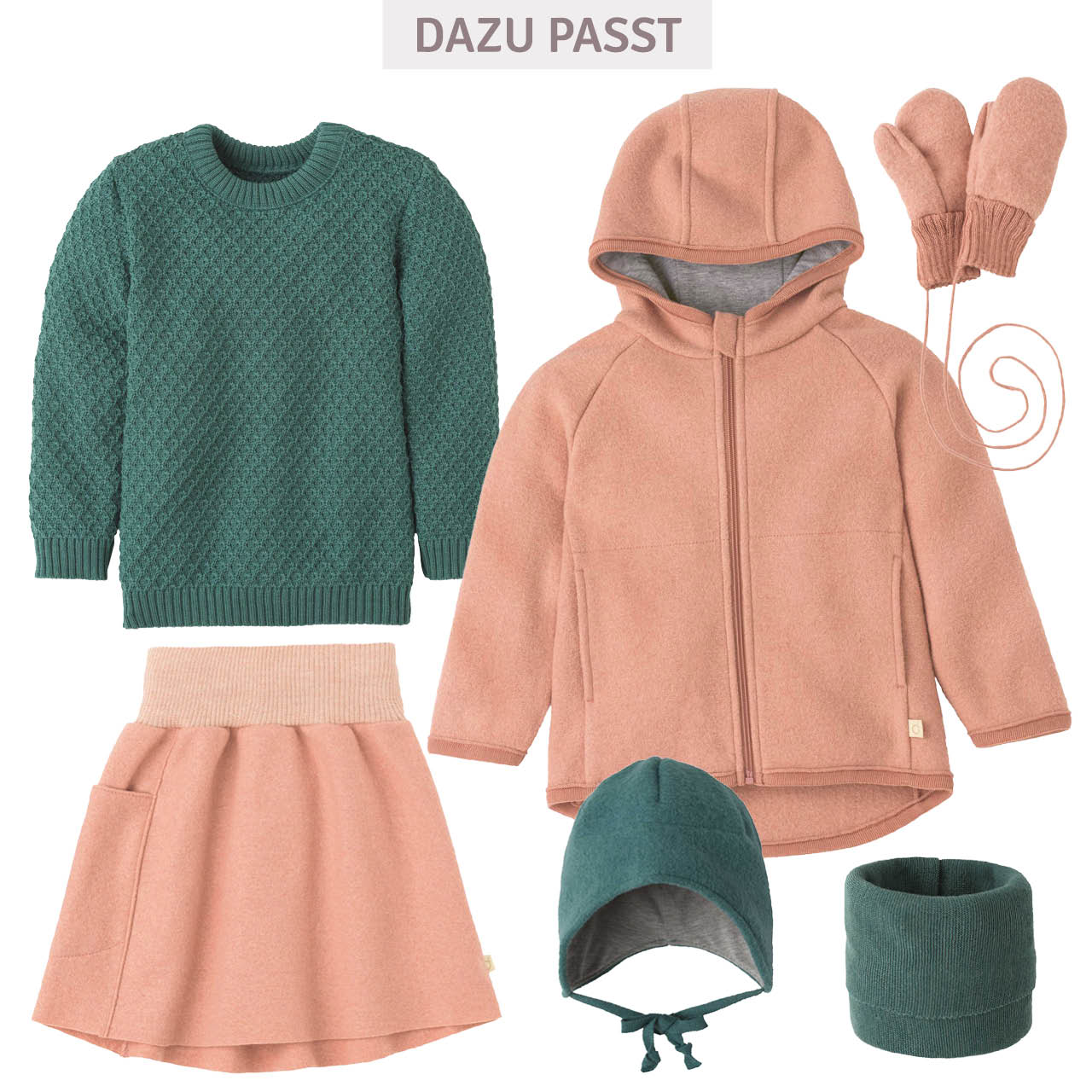 Warmer Woll Rock mit Strickbund rosa